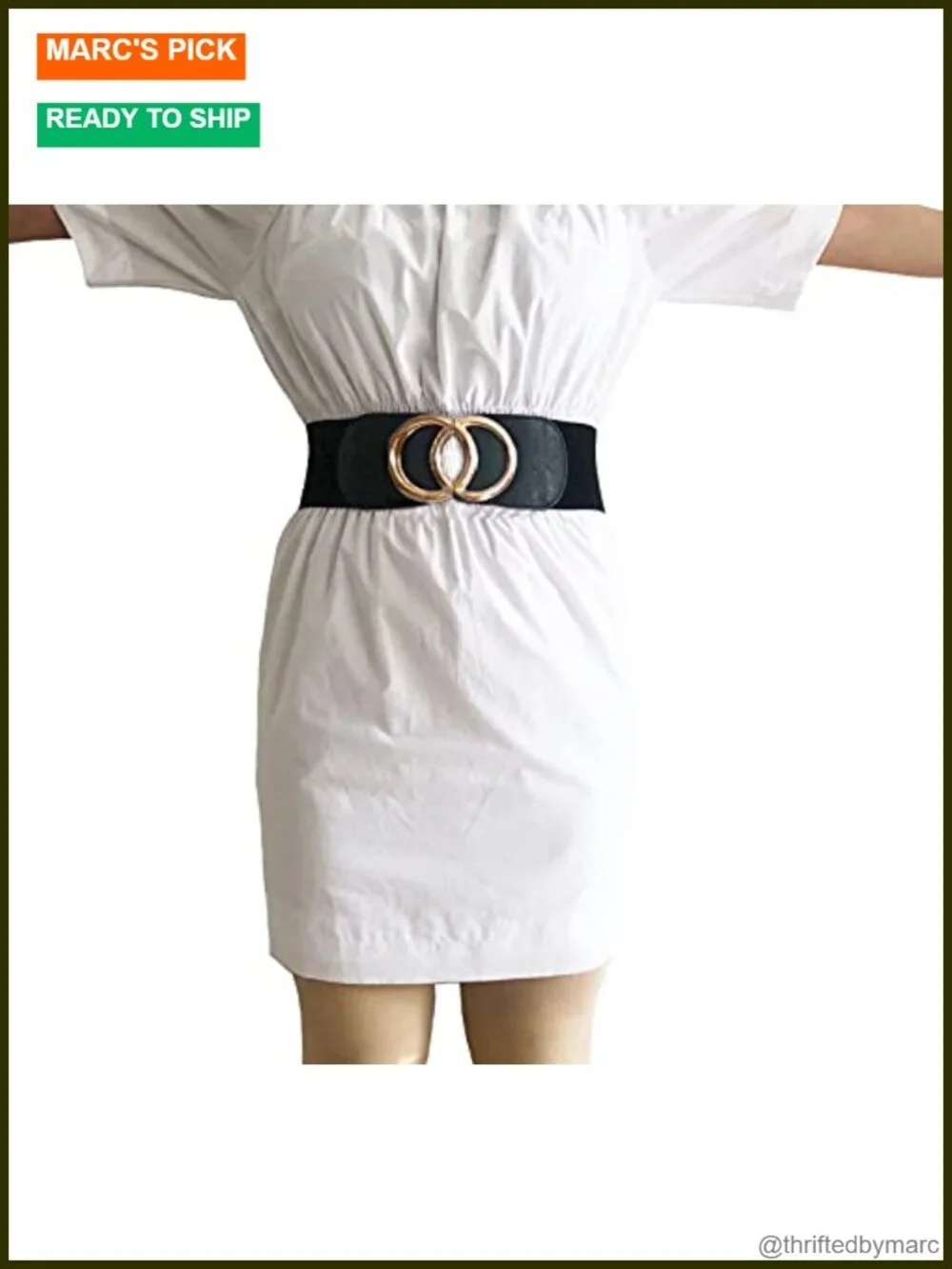 Elastic Wide Waist Cinch Belt for Dresses, Faux Leather